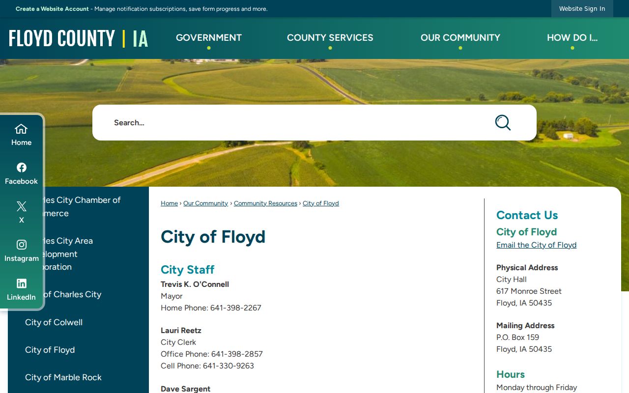 Floyd warrant records official City of Floyd contact page