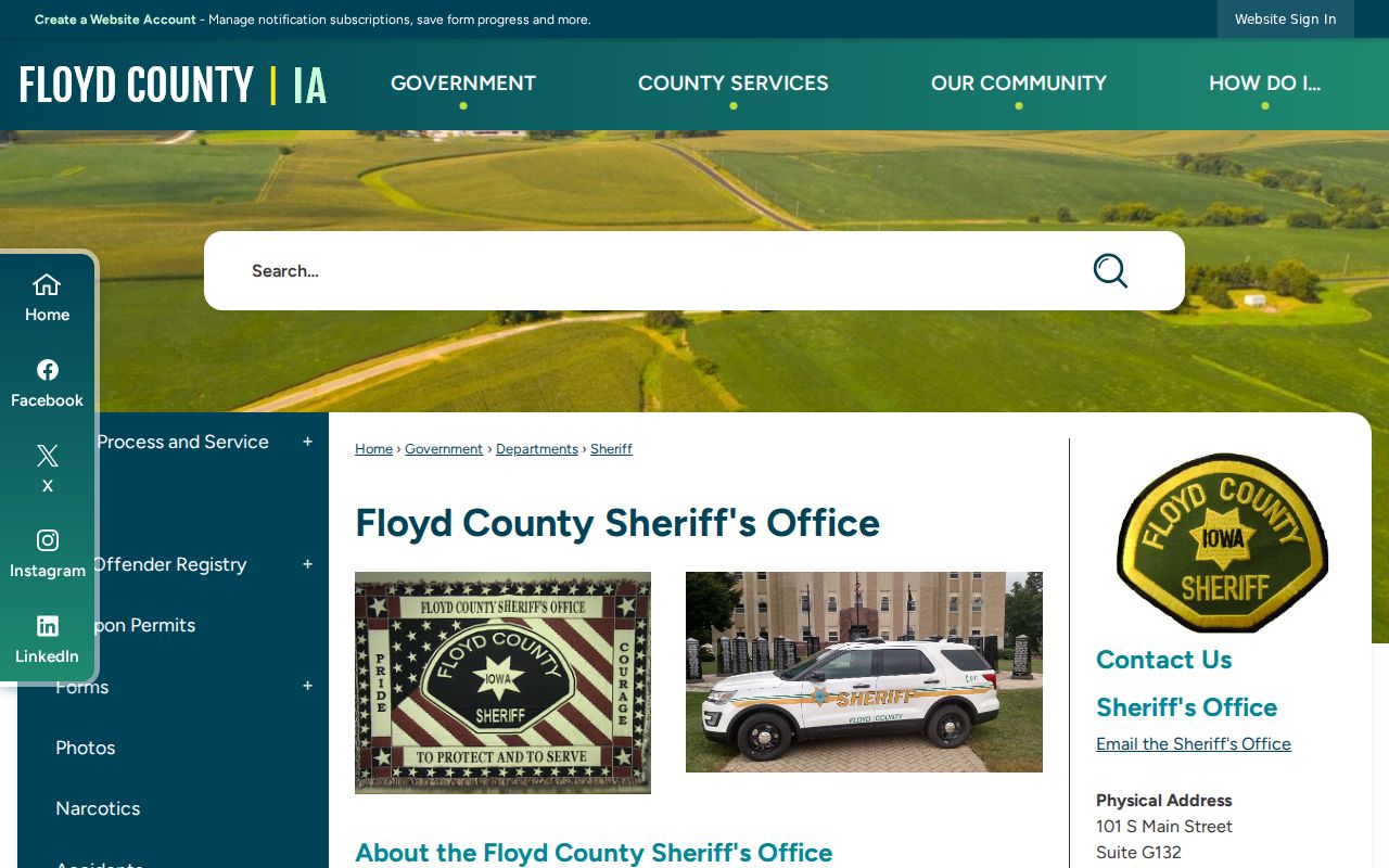 Floyd County active warrant records Sheriff information page