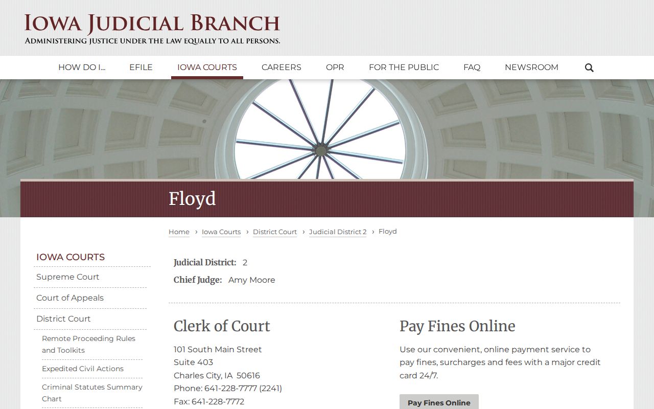 Floyd County warrant records official Iowa court directory